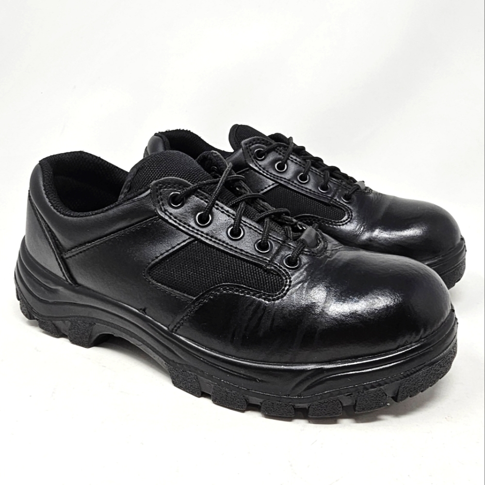 Work Zone Mens Size 6 Safety Toe Black Leather Work Shoes N477 Lace Up